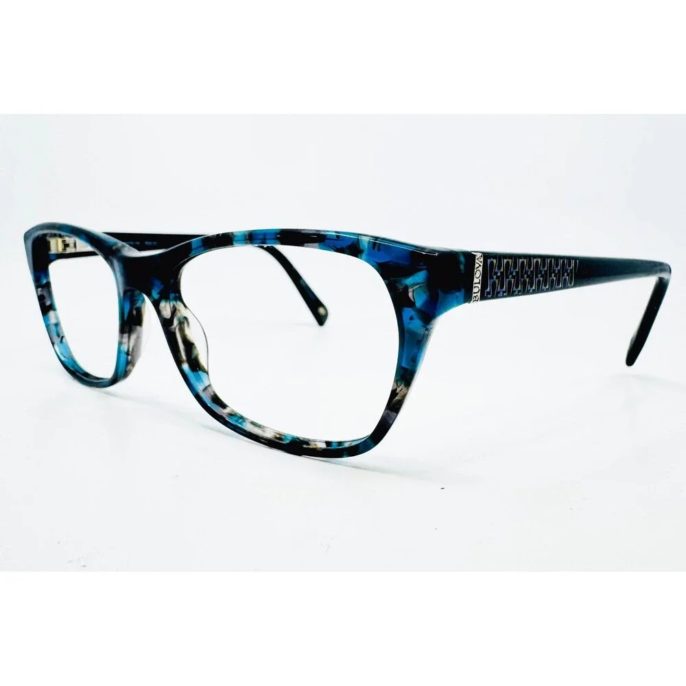 Bulova Eyeglasses Women Teal Blue Marble Anaheim 52-16-135 Full Rim Frame